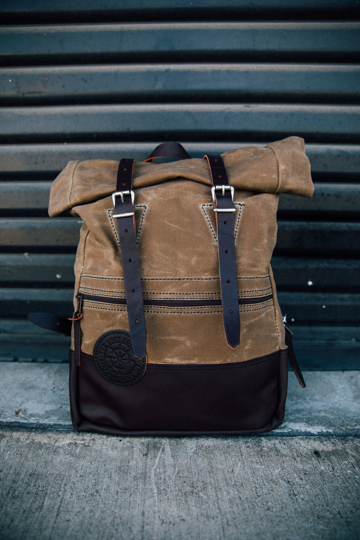 The Lost Cove Co. x Duluth Pack - Roll-Top Scout Deluxe Pack Wax Khaki